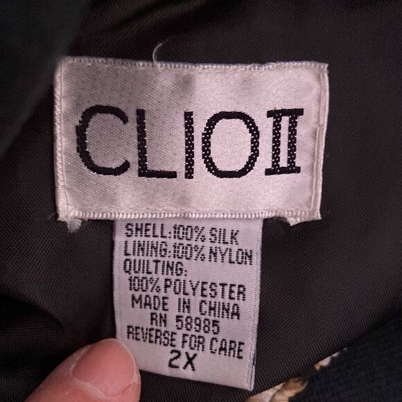 Clio II Women’s Silk Animal Print Jacket Size 2X Full Zip Long Sleeve - Picture 3 of 3